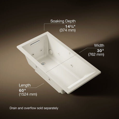 Underscore® 60" x 30" drop-in heated whirlpool bath