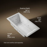 Underscore® 60" x 30" drop-in Heated BubbleMassage™ air bath with whirlpool