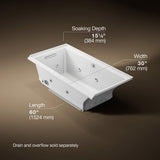 Underscore® 60" x 30" alcove Heated BubbleMassage™ air bath with whirlpool, left drain