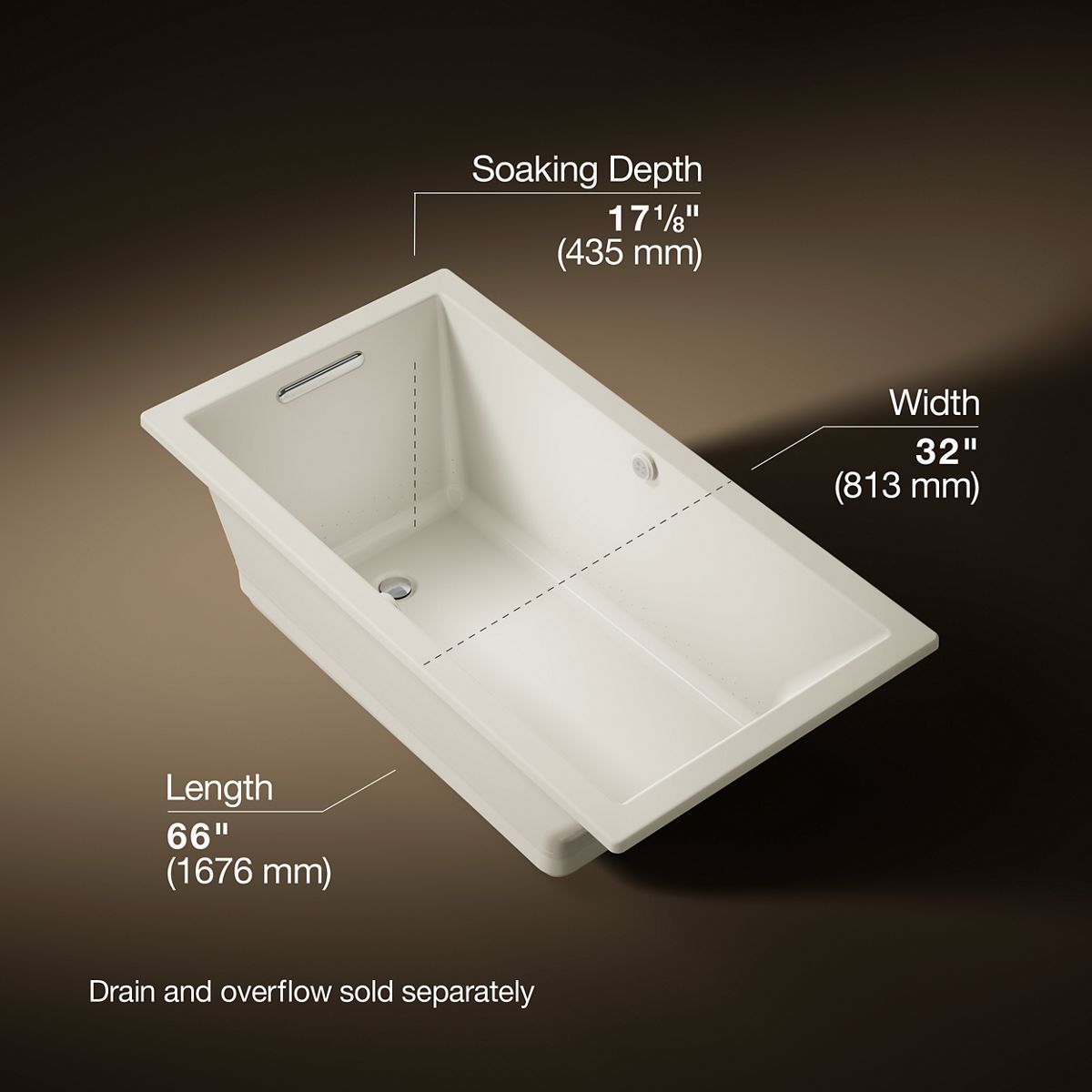 Underscore® 60" x 32" drop-in Heated BubbleMassage™ air bath with Bask® heated surface