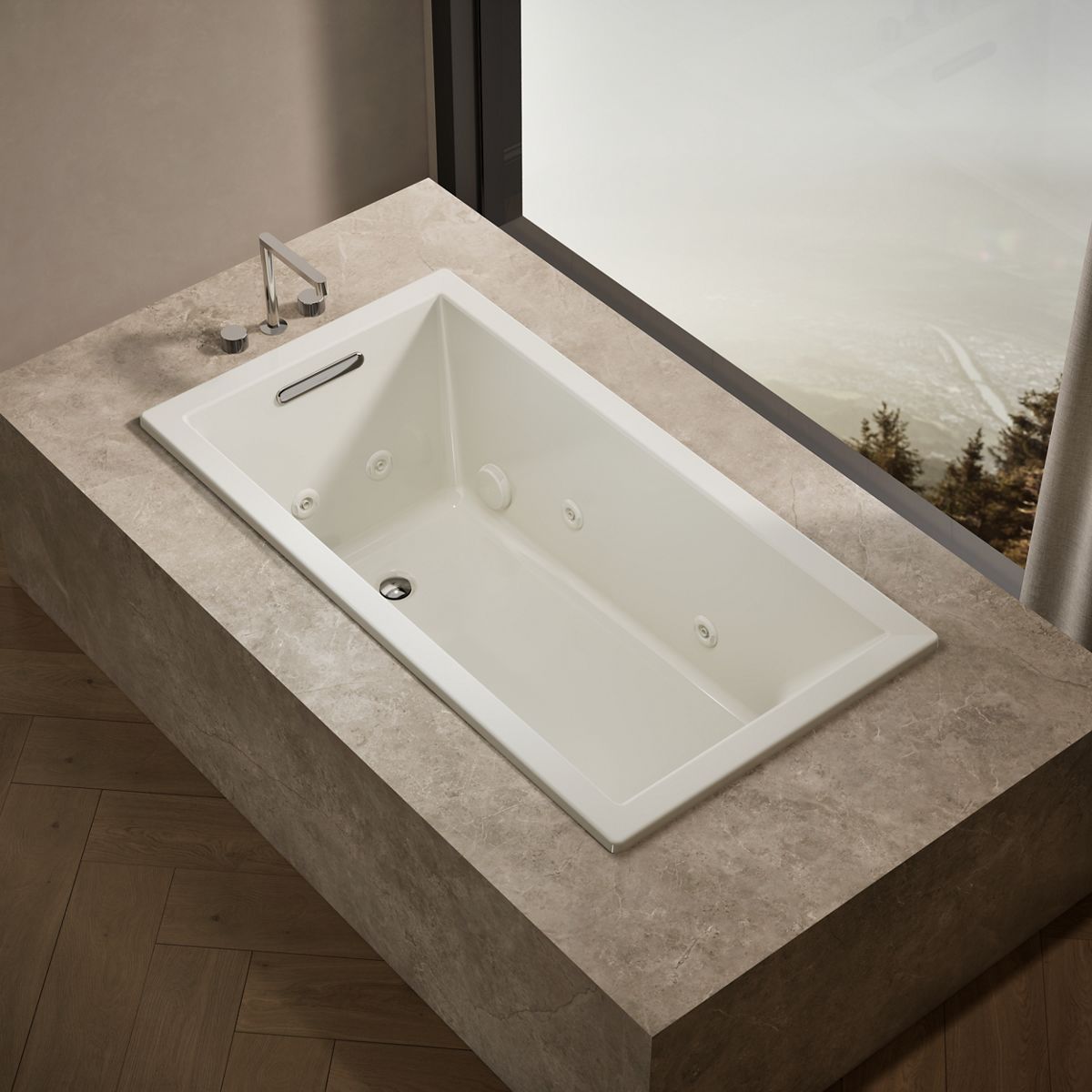 Underscore® 60" x 32" drop-in heated whirlpool bath