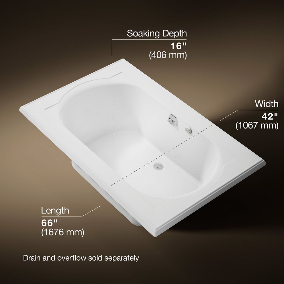 Memoirs® 66" x 42" drop-in Heated BubbleMassage™ air bath