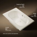 Memoirs® 66" x 42" drop-in Heated BubbleMassage™ air bath