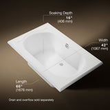 Memoirs® 66" x 42" drop-in Heated BubbleMassage™ air bath with Bask® heated surface
