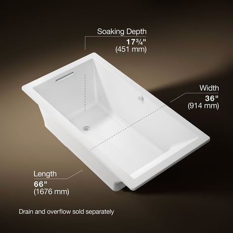Underscore® 66" x 36" drop-in Heated BubbleMassage™ air bath