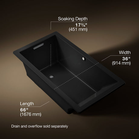 Underscore® 66" x 36" drop-in Heated BubbleMassage™ air bath