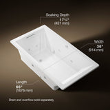 Underscore® 66" x 36" drop-in Heated BubbleMassage™ air bath with whirlpool