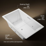 Underscore® 72" x 42" drop-in heated whirlpool bath