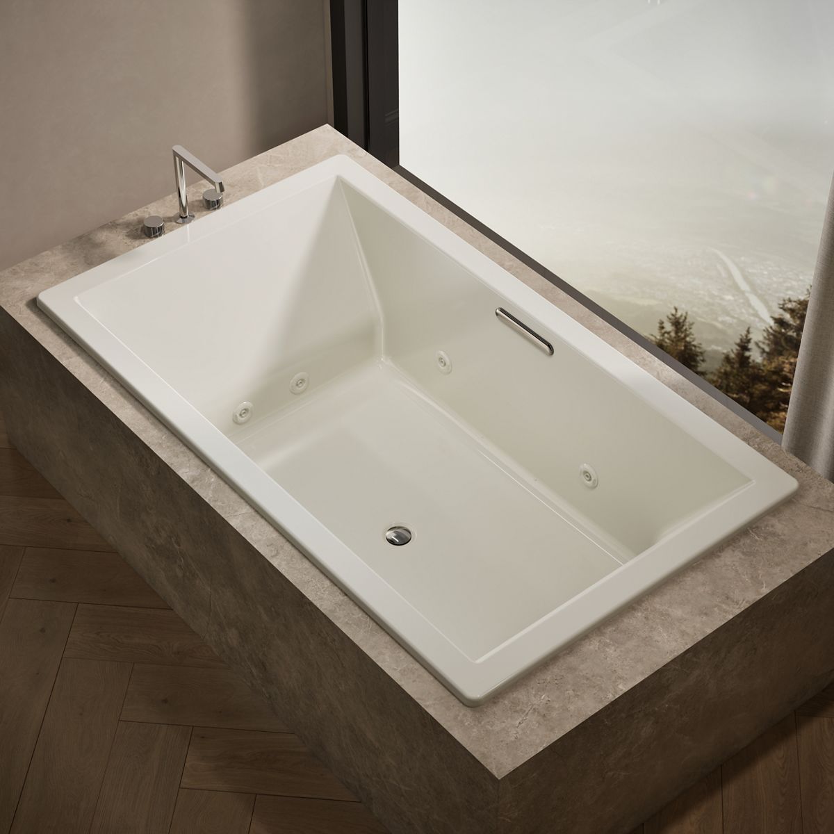 Underscore® 72" x 42" drop-in heated whirlpool bath