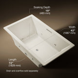 Underscore® 72" x 42" drop-in heated whirlpool bath