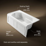 Devonshire® 60" x 32" alcove bath, left drain