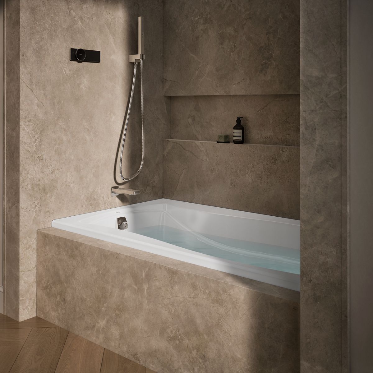 Mariposa® 66" x 36" alcove Heated BubbleMassage™ air bath, left drain