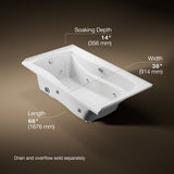 Mariposa® 66" x 36" alcove heated whirlpool, left drain