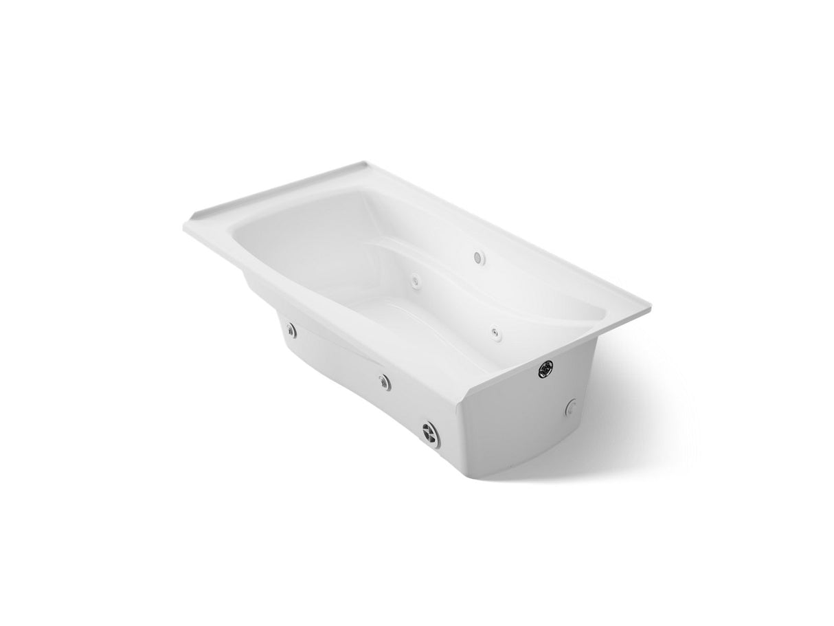 Mariposa® 66" x 35-7/8" alcove whirlpool bath with Bask® heated surface, integral flange, and right-hand drain