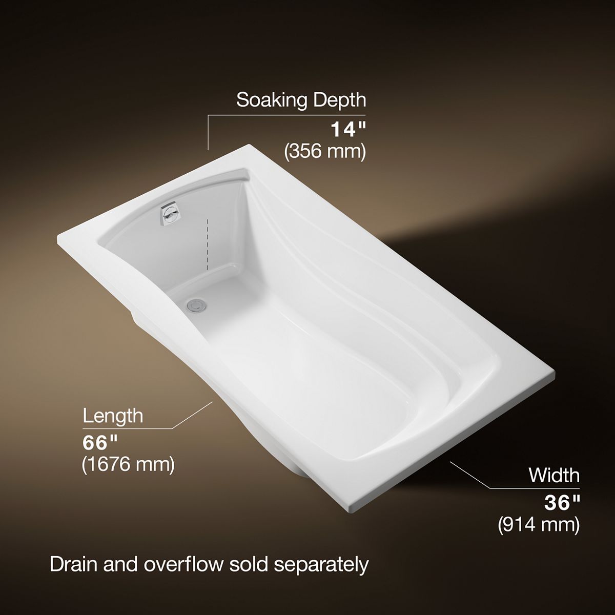 Mariposa® 66" x 36" drop-in bath