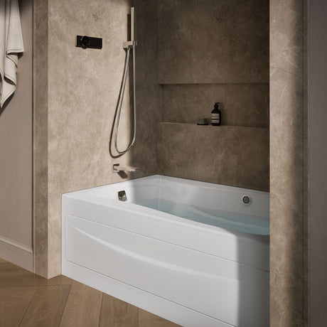 Mariposa® 60" x 36" alcove Heated BubbleMassage™ air bath with Bask® heated surface, left drain
