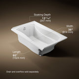 Mariposa® 60" x 36" alcove Heated BubbleMassage™ air bath, left drain