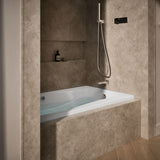 Mariposa® 60" x 36" alcove whirlpool bath with Bask® heated surface, integral flange and right-hand drain