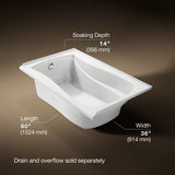 Mariposa® 60" x 36" alcove bath, left drain