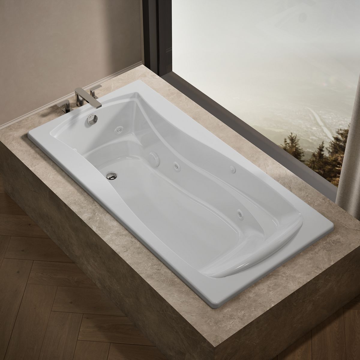 Mariposa® 72" x 36" drop-in whirlpool bath