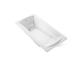 Mariposa® 72" x 36" drop-in whirlpool bath with end drain, custom pump location and heater