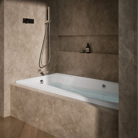 Mariposa® 72" x 36" alcove Heated BubbleMassage™ air bath with Bask® heated surface, left drain