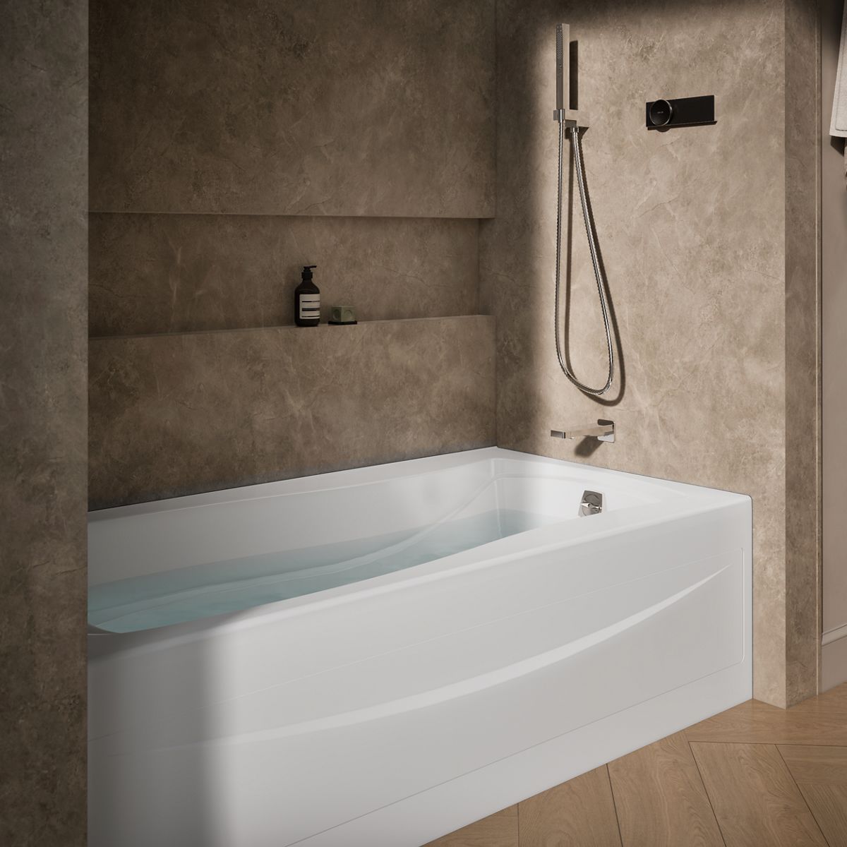 Mariposa® 72" x 36" alcove Heated BubbleMassage™ air bath, right drain