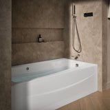 Mariposa® 72" x 36" alcove Heated BubbleMassage™ air bath with Bask® heated surface, right drain