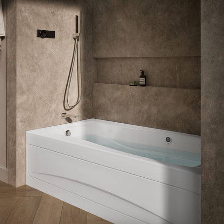Mariposa® 72" x 36" alcove whirlpool bath with Bask® heated surface, left drain