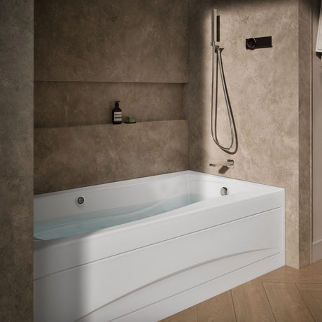 Mariposa® 72" x 36" alcove whirlpool bath with Bask® heated surface, right drain
