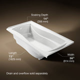 Mariposa® 72" x 36" alcove bath, left drain