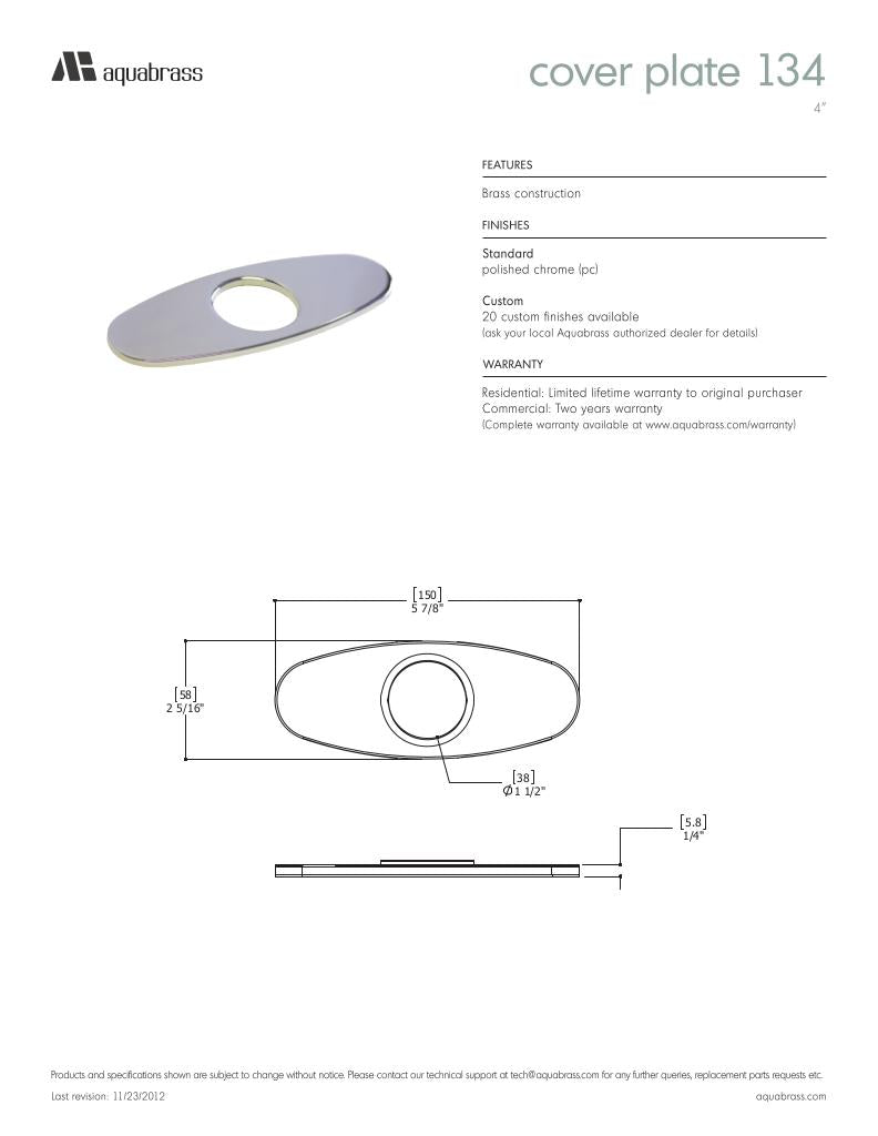 4" cover plate for faucet