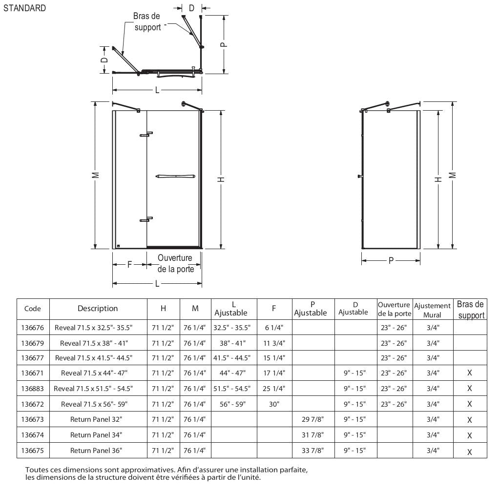 Reveal 71 Return Panel for 32 in. Base with Clear glass in Chrome