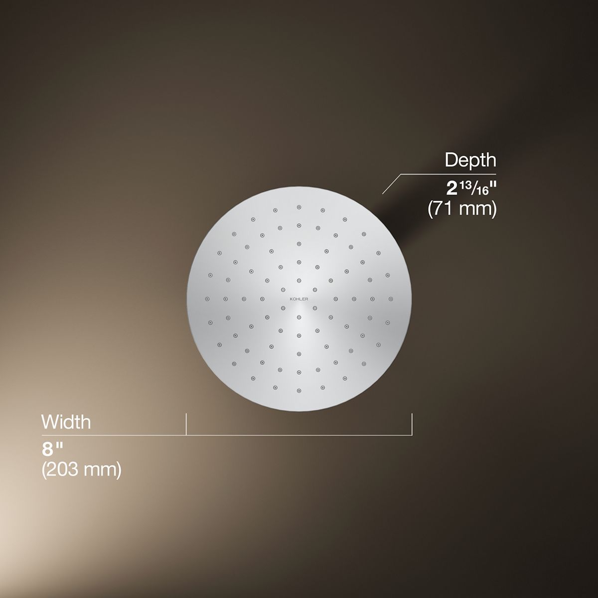 Contemporary Round 8" single-function rainhead, 1.75 gpm