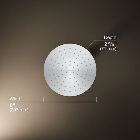 Contemporary Round 8" single-function rainhead, 1.75 gpm