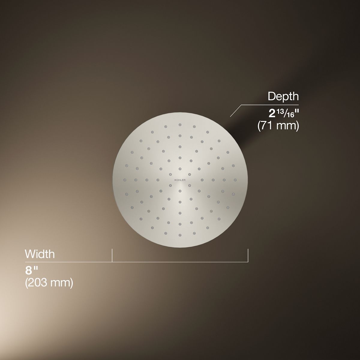 Contemporary Round 8" single-function rainhead, 1.75 gpm