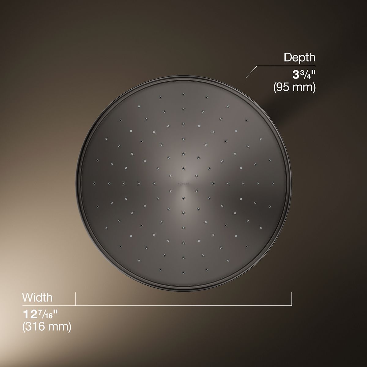 Traditional 12" single-function rainhead, 2.5 gpm