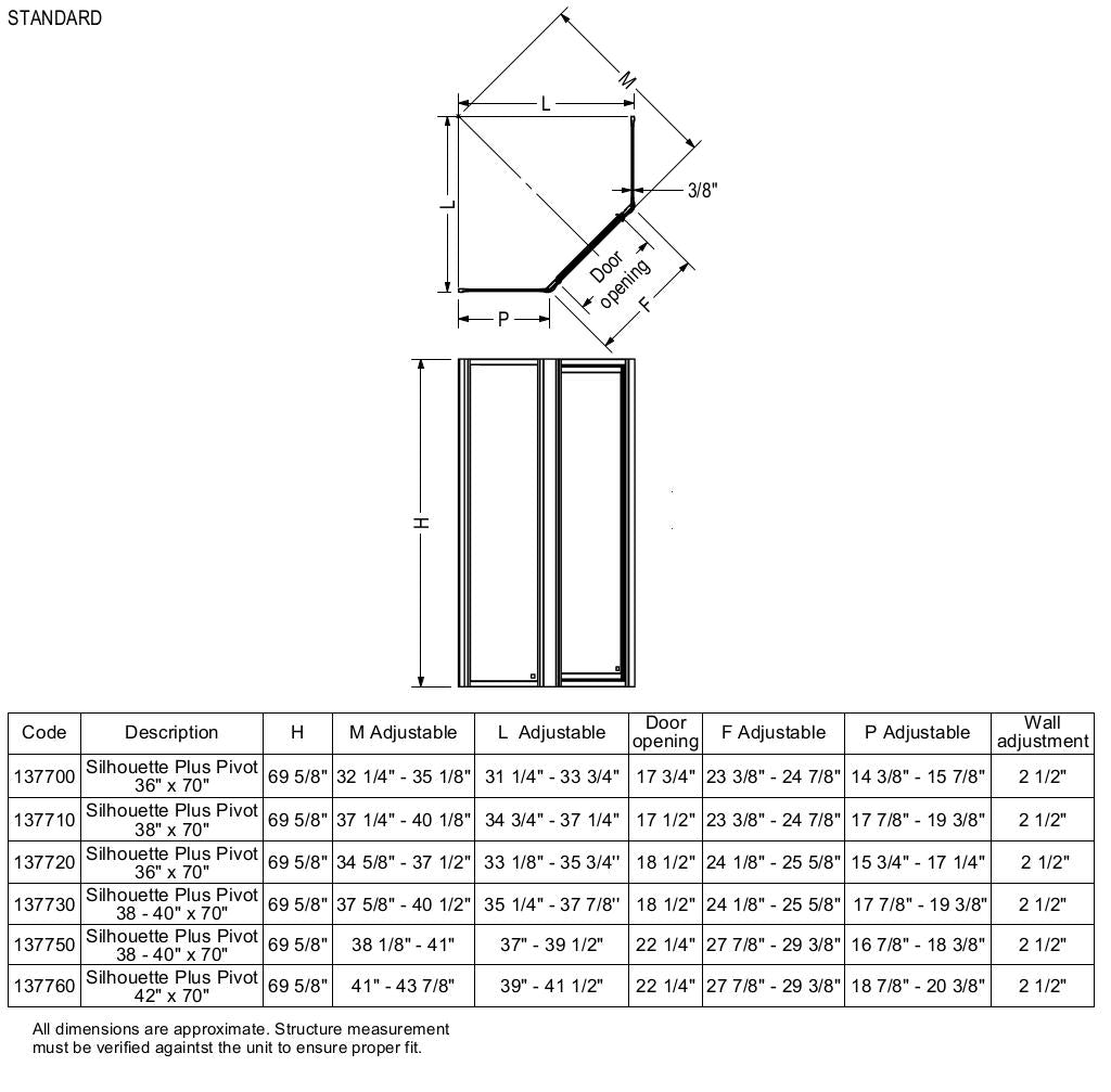 Silhouette Neo-angle 36 x 36 x 70 in. Pivot Shower Door for Corner Installation with Clear glass in Chrome