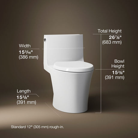Veil® One-piece elongated toilet with skirted trapway, dual-flush