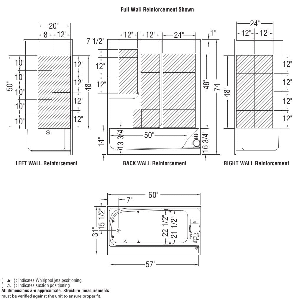 TSEA62 60 x 31 AcrylX Alcove Left-Hand Drain One-Piece Tub Shower in White