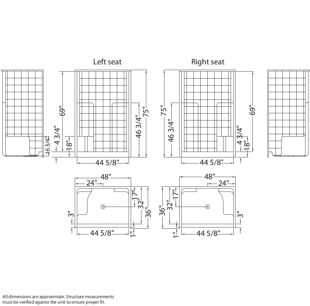 SST3648 AcrylX Alcove Center Drain One-Piece Shower in White