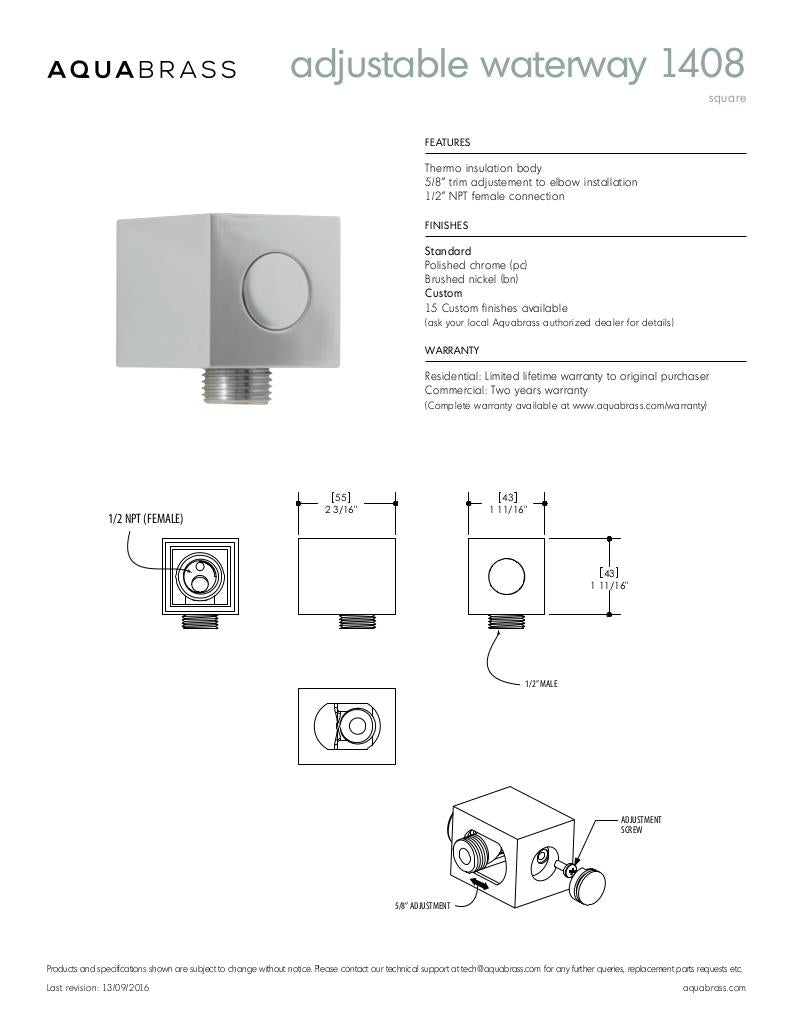 Adjustable square waterway