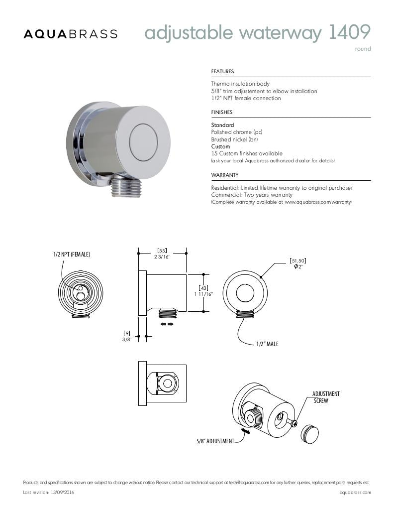 Adjustable round waterway