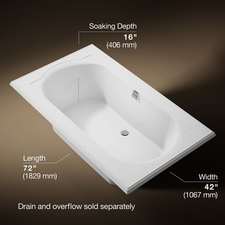 Memoirs® 72" x 42" drop-in bath