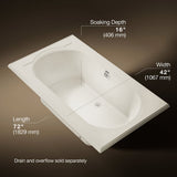 Memoirs® 72" x 42" drop-in Heated BubbleMassage™ air bath with Bask® heated surface