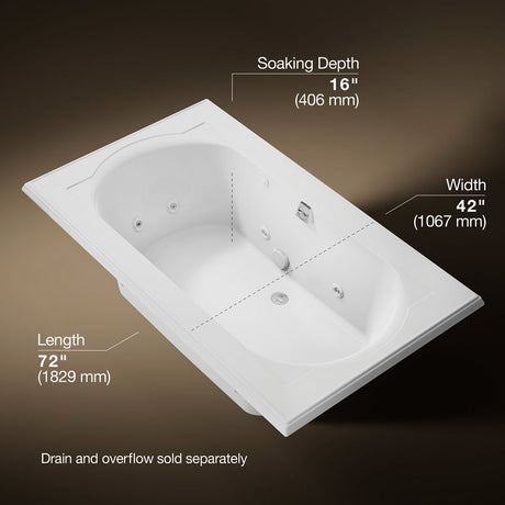 Memoirs® 72" x 42" drop-in whirlpool bath