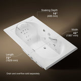 Memoirs® 72" x 42" drop-in Effervescence whirlpool bath
