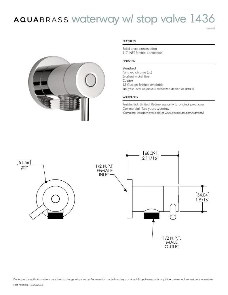 Round waterway with stop valve