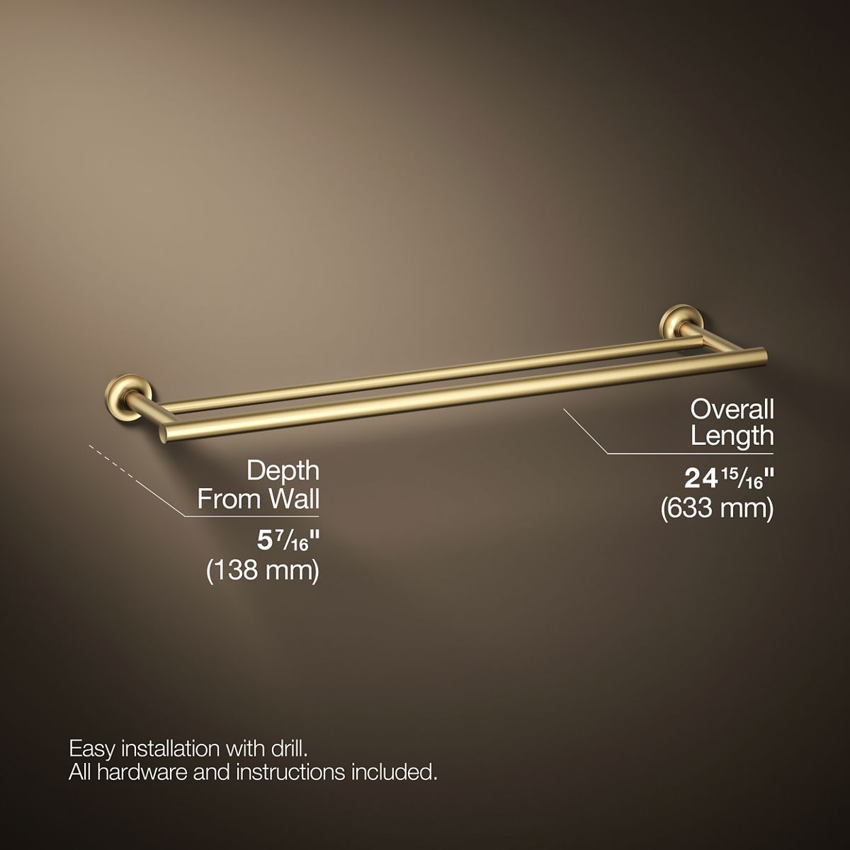 Purist® 24" Double towel bar