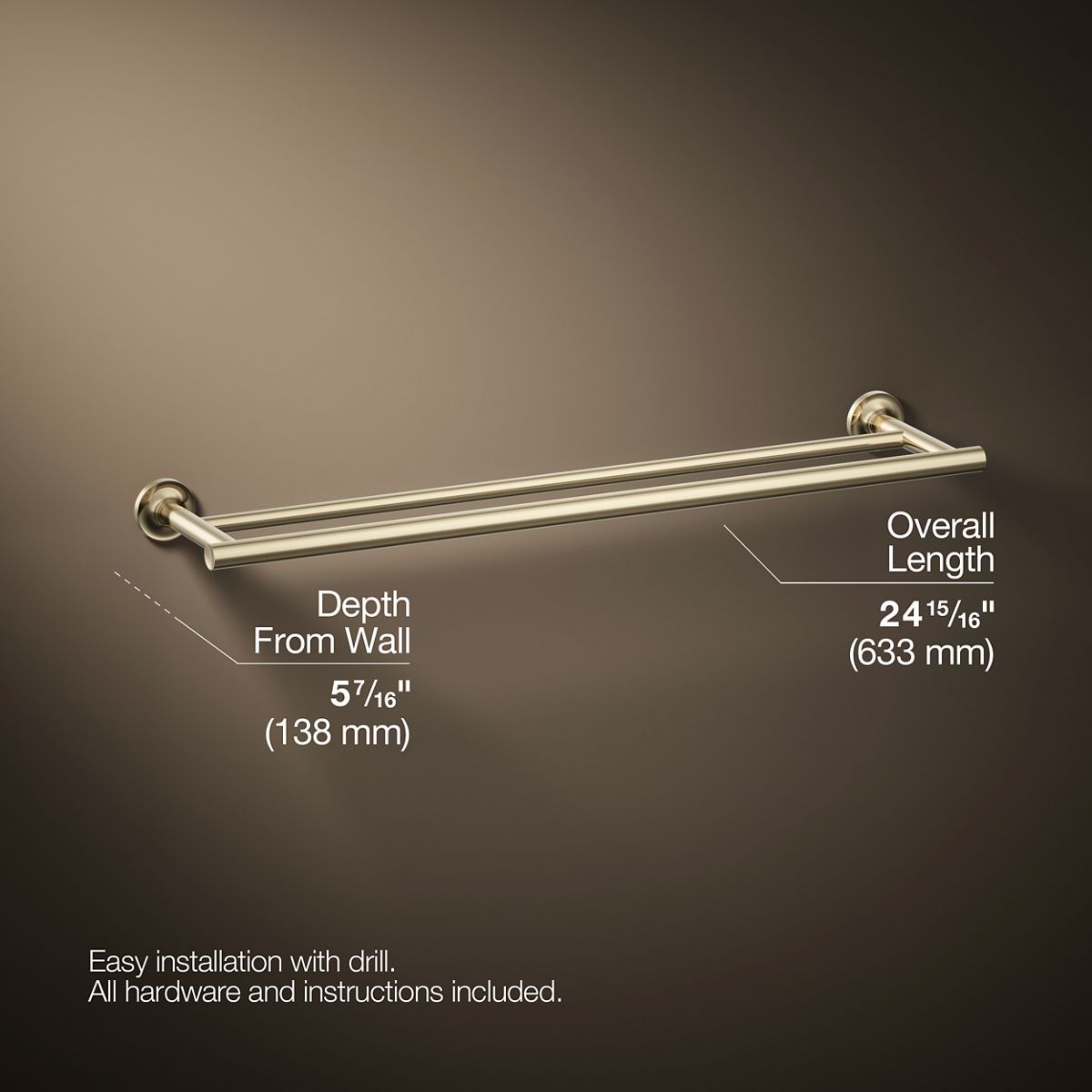 Purist® 24" Double towel bar